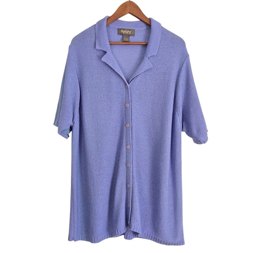 Vintage Y2K Dark Academia Lane Bryant Purple Short Sleeve Knit Sweater Plus Size